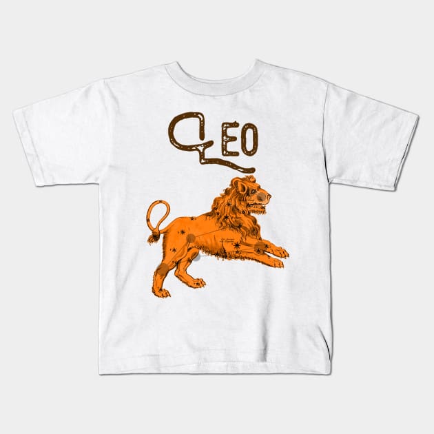 Leo ))(( Astrological Sign Zodiac Constellation Design Kids T-Shirt by darklordpug